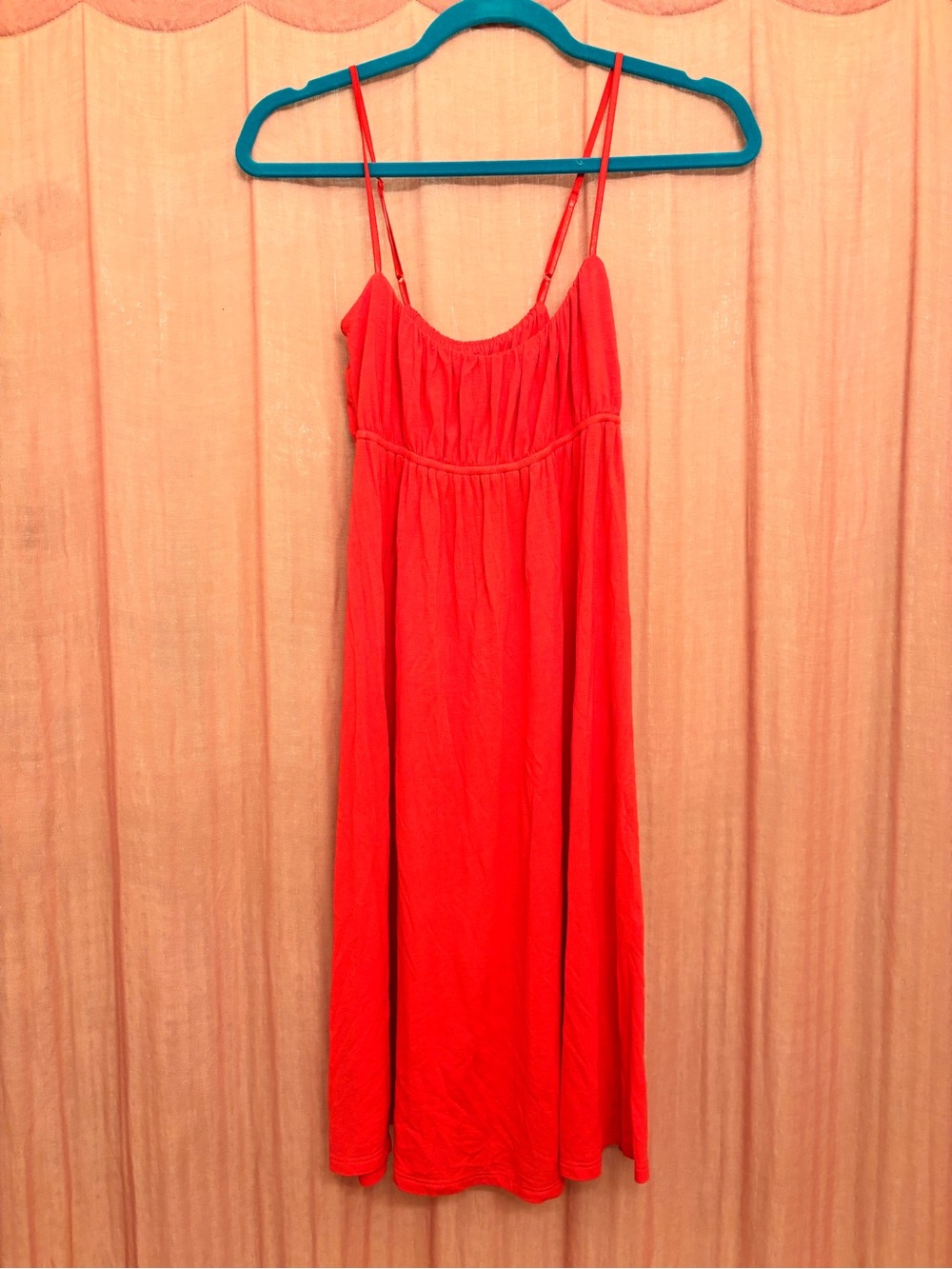 Women's Coral Red Spaghetti-Strap Midi Dress